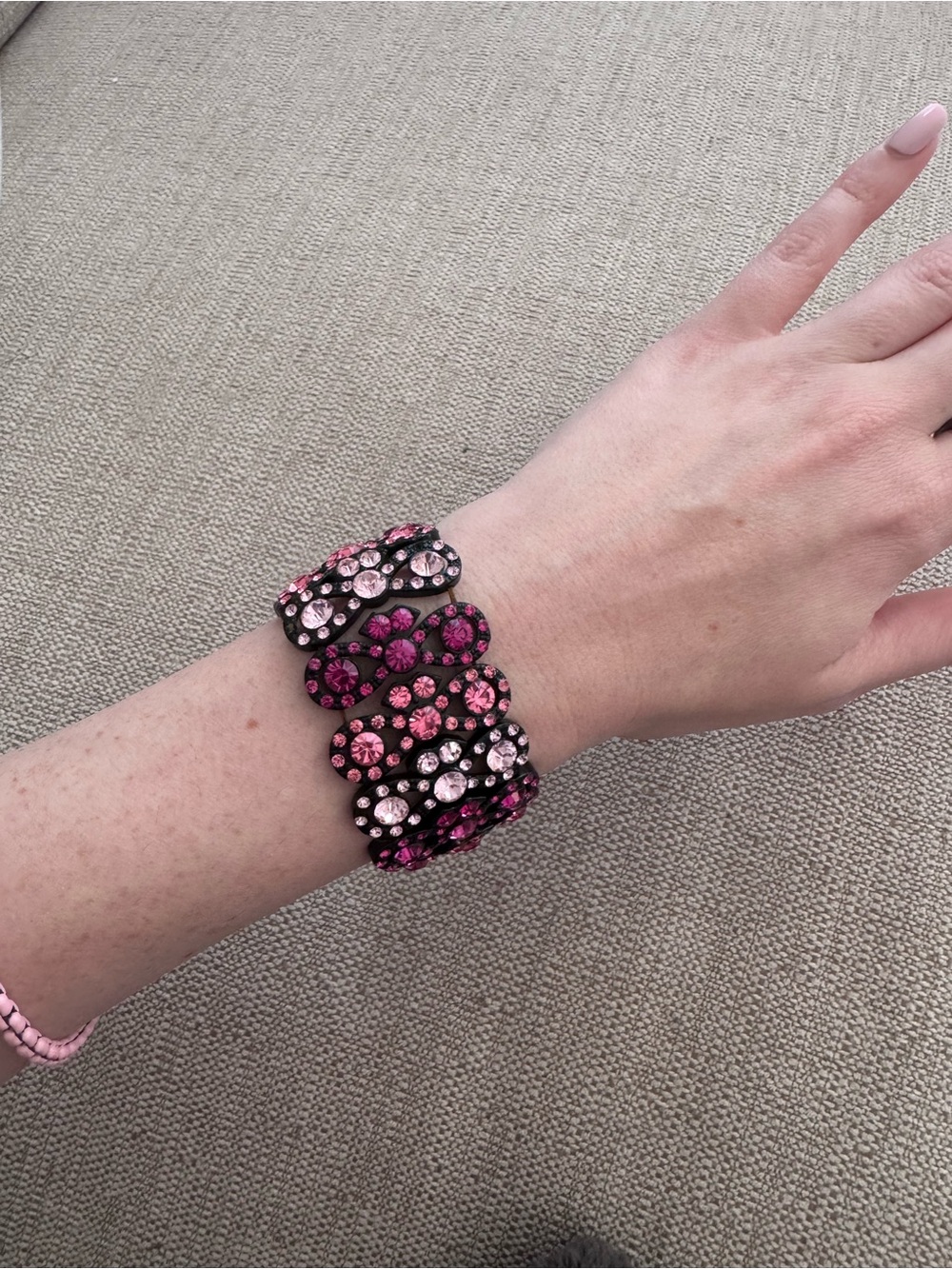 Pink Crystal Floral Stretch Bracelet - Women Jewelry
